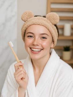 Повязка на голову GIRLY "Плюшевые ушки", коричневая