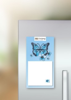 Магнитный блок для заметок ПО-ПЛАНУ. &quot;Butterfly blue&quot;, плотность 80 г
