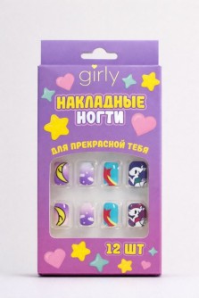 Накладные ногти GIRLY "Единорог", 12 шт., с клеевыми пластинами