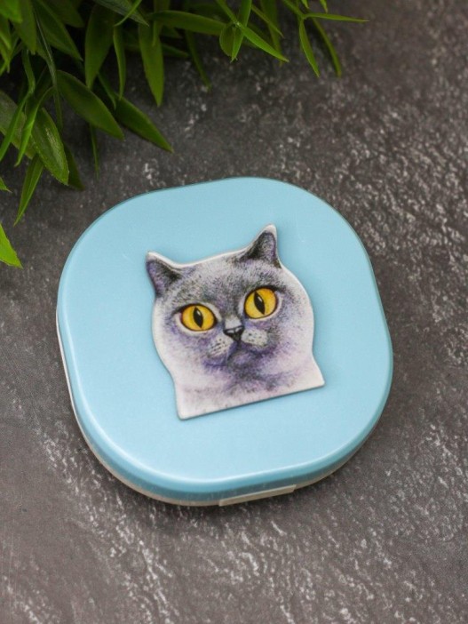 Контейнер для линз &quot;Purebred Cat&quot;, blue-smoke 