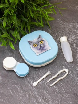 Контейнер для линз "Purebred Cat", blue-smoke