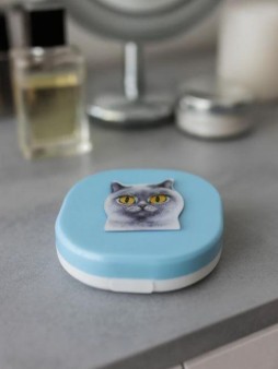 Контейнер для линз "Purebred Cat", blue-smoke
