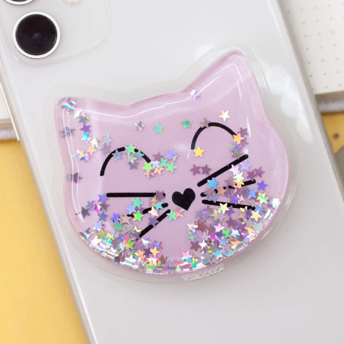 Попсокет iLikeGift "Cat sparkles", pink 
