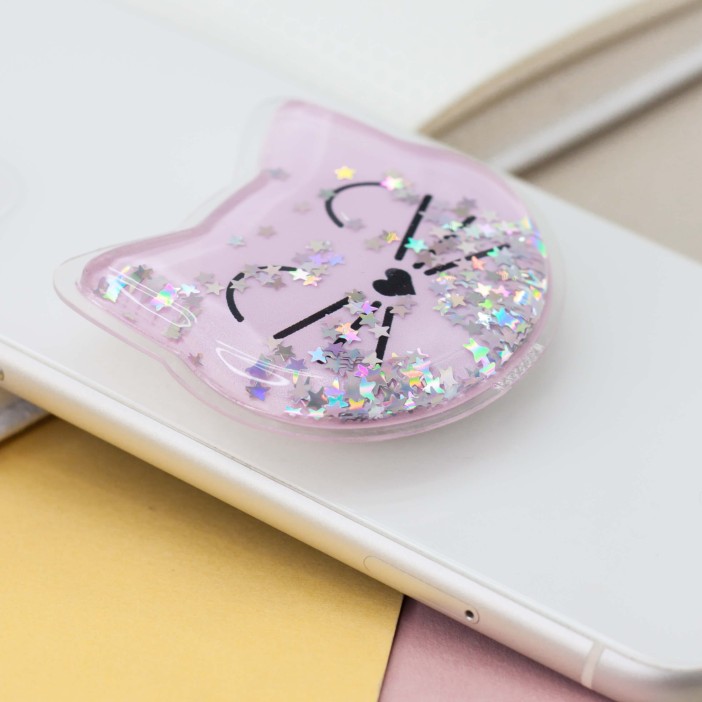 Попсокет iLikeGift "Cat sparkles", pink 