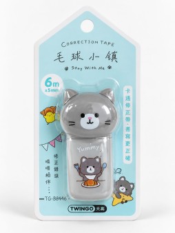 Корректор "Счастливый кот", 6м*5мм, серый