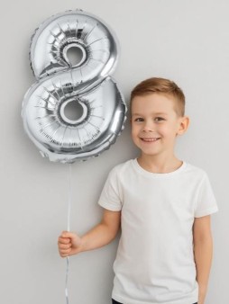 Шар фольгированный "Ключевые моменты" цифра 8, хром (40 см)