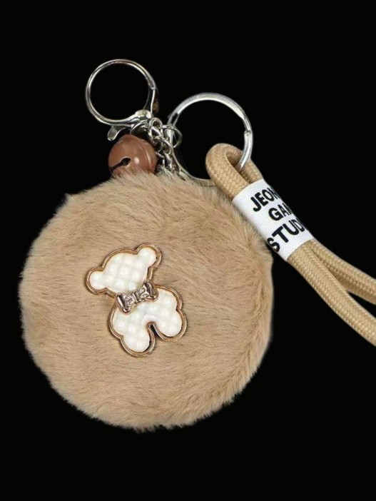 Плюшевое раскладное зеркало брелок &quot;Bear&quot;, коричневое, шоу-бокс 12 шт. 