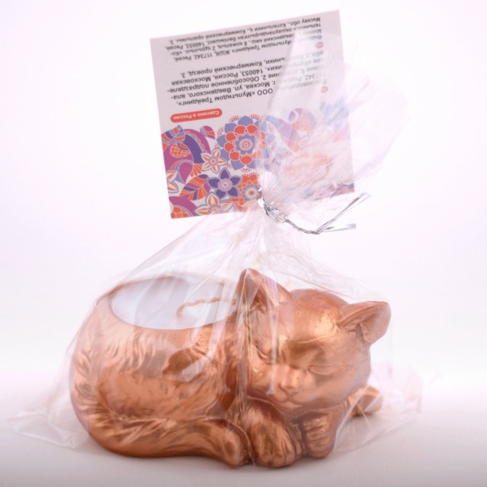 Свеча декоративная с подсвечником &quot;Кошечка&quot; (10х7х4,5см) 