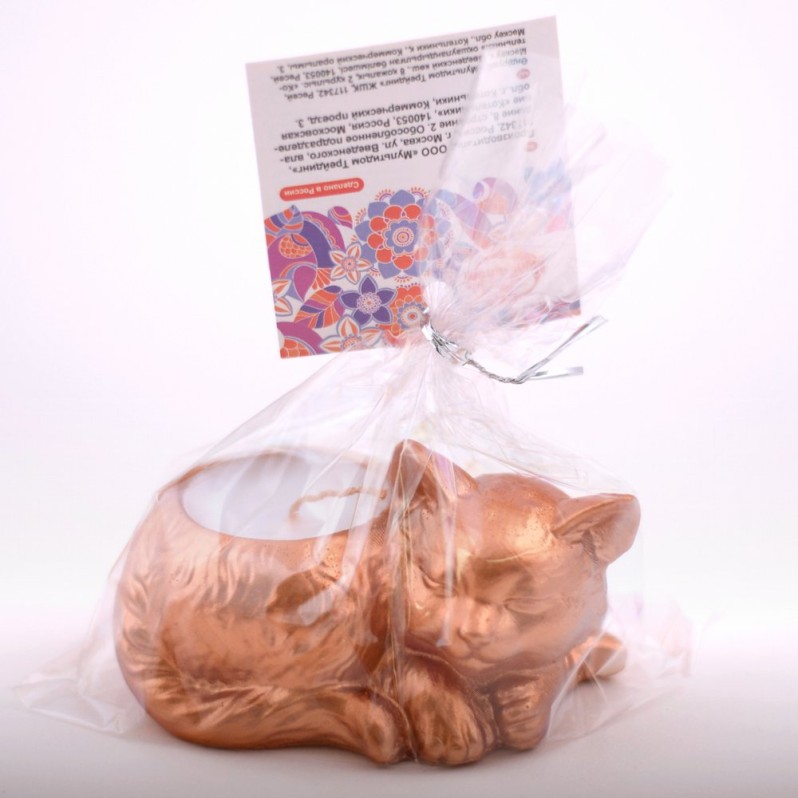 Свеча декоративная с подсвечником "Кошечка" (10х7х4,5см)