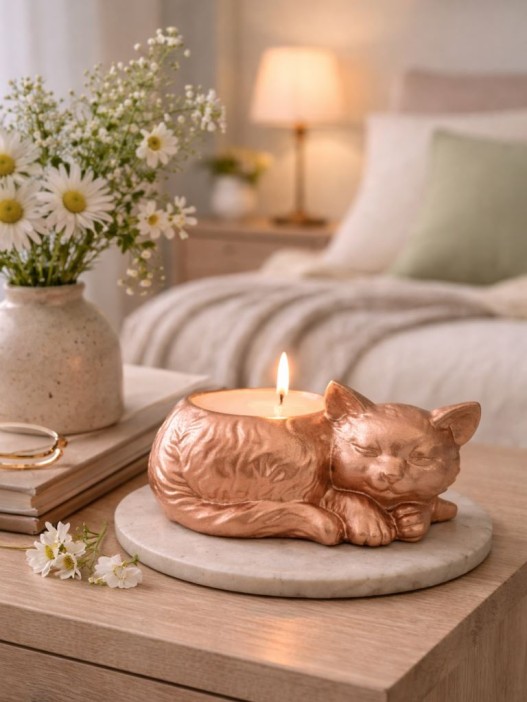 Свеча декоративная с подсвечником "Кошечка" (10х7х4,5см) 