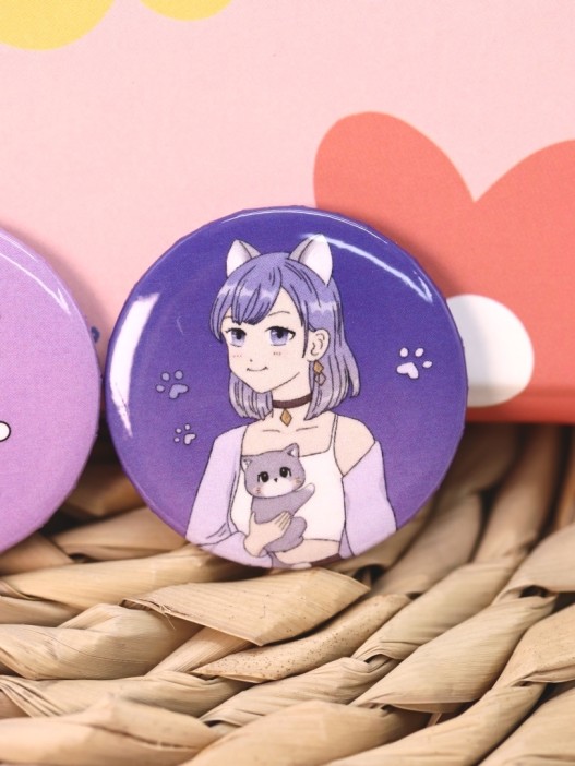 Набор значков 3 шт. iLikeGift Аниме &quot;Cute cat Girl&quot; 