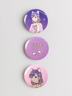 Набор значков 3 шт. iLikeGift Аниме &quot;Cute cat Girl&quot;