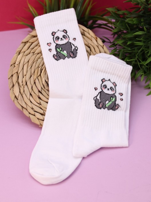 Носки женские Аниме «Panda», р. 35-40, белый 