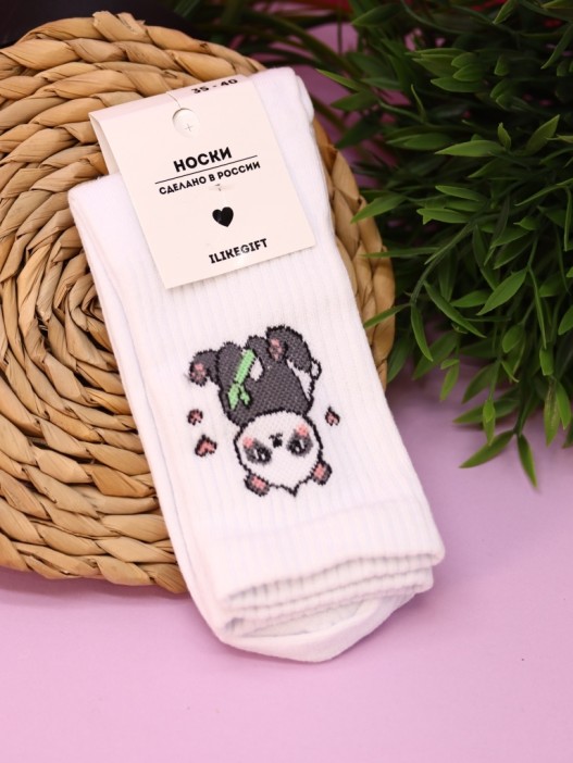 Носки женские Аниме «Panda», р. 35-40, белый 