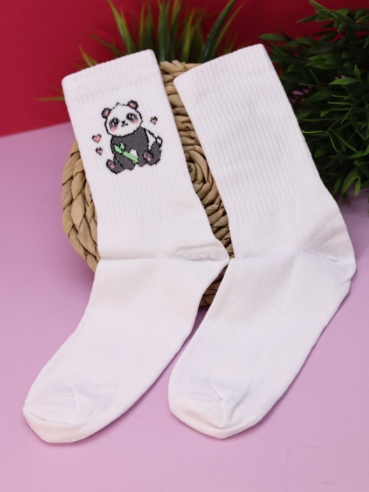 Носки женские Аниме «Panda», р. 35-40, белый 