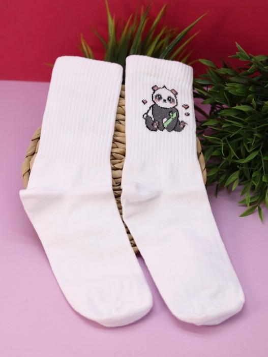 Носки женские Аниме «Panda», р. 35-40, белый 
