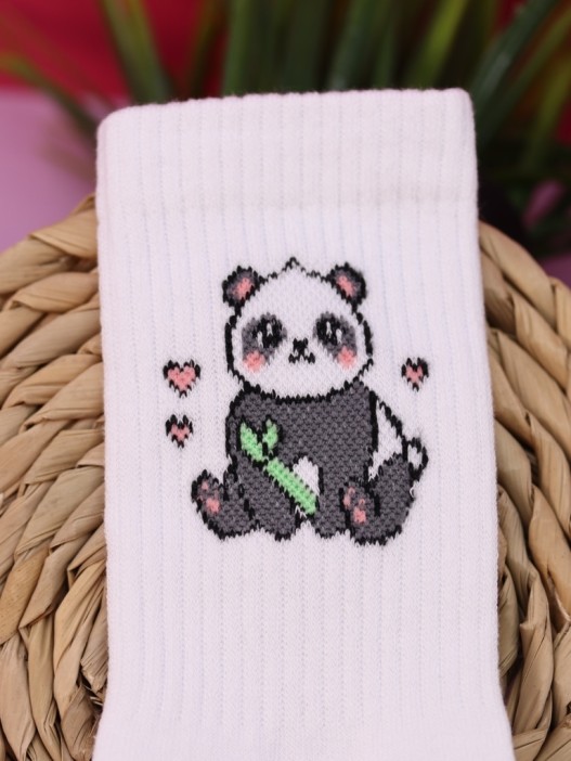 Носки женские Аниме «Panda», р. 35-40, белый 