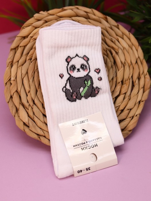 Носки женские Аниме «Panda», р. 35-40, белый 