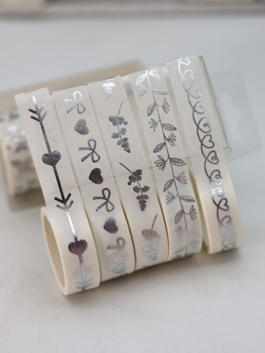 Набор декоративного скотча 5 шт. &quot;Silver pattern&quot;, mix  (1.5м*2м) 