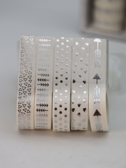 Набор декоративного скотча 5 шт. &quot;Silver pattern&quot;, mix  (1.5м*2м) 