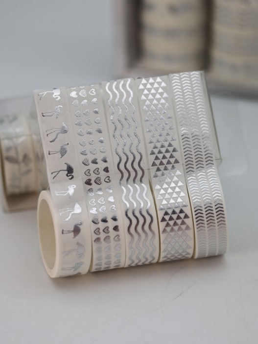 Набор декоративного скотча 5 шт. &quot;Silver pattern&quot;, mix  (1.5м*2м) 