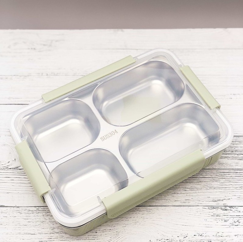 Ланчбокс "Металлический 4 секции", green 