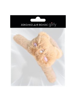 Заколка-краб "Мишка", коричневая (14 см)