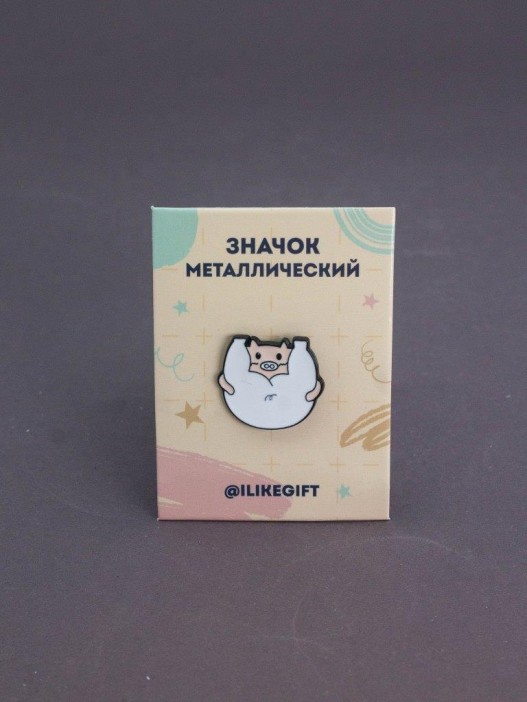 Значок металлический iLikeGift &quot;Piggy upside down&quot; 