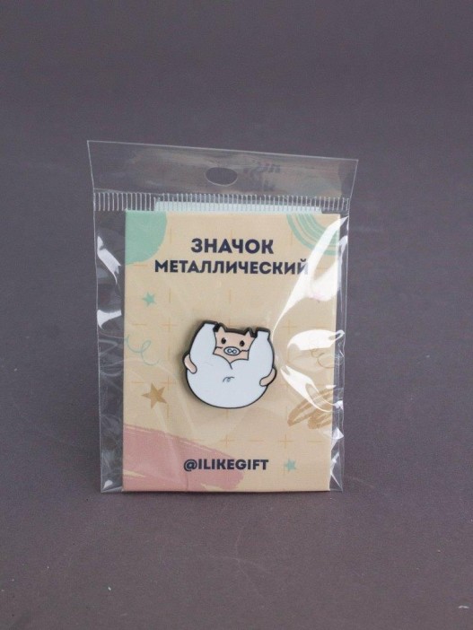 Значок металлический iLikeGift &quot;Piggy upside down&quot; 