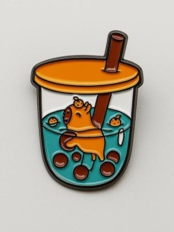 Значок металлический iLikeGift "Капибара и коктейль"