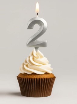 Свеча для торта "Грань" цифра 2 (хром mix), 8,7х4,3х1,2 см