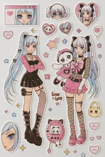 Наклейки&quot; Anime pink&quot; (22*12 см)