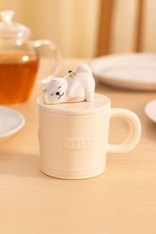 Кружка керамическая «Hello funny cat», yellow (430 мл)