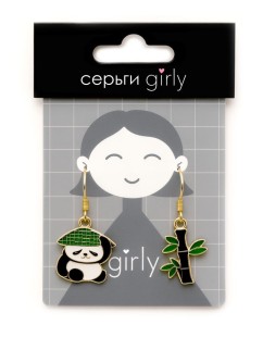 Серьги GIRLY &quot;Panda with bamboo&quot;
