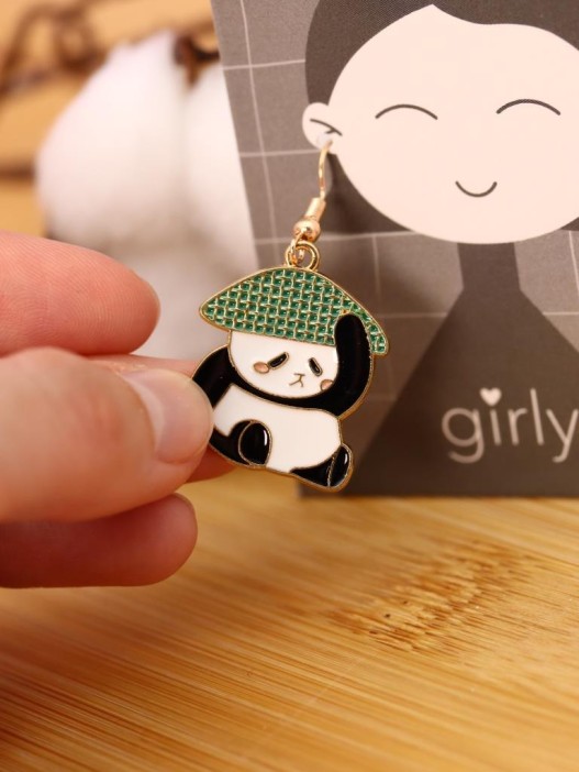 Серьги GIRLY &quot;Panda with bamboo&quot; 