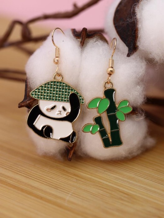 Серьги GIRLY &quot;Panda with bamboo&quot; 