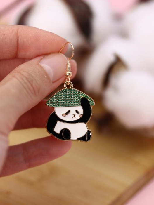 Серьги GIRLY &quot;Panda with bamboo&quot; 