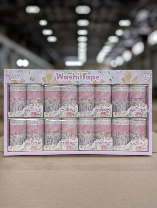 Набор декоративного скотча 10 шт. &quot;Flower power&quot;, pink, шоу-бокс 8 шт. 