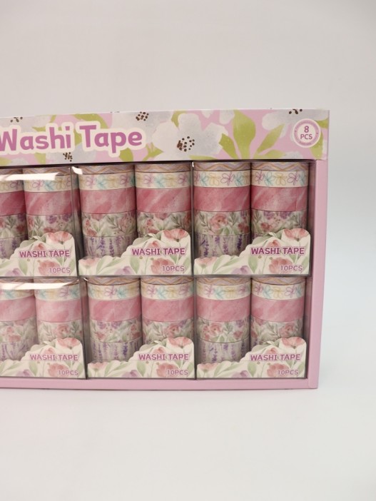 Набор декоративного скотча 10 шт. &quot;Flower power&quot;, pink, шоу-бокс 8 шт. 