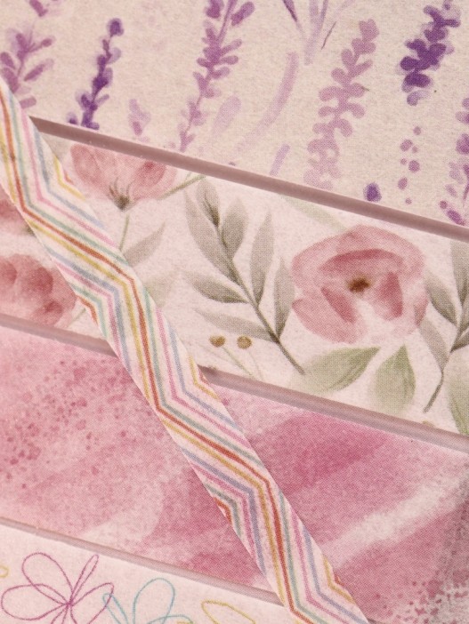 Набор декоративного скотча 10 шт. &quot;Flower power&quot;, pink, шоу-бокс 8 шт. 