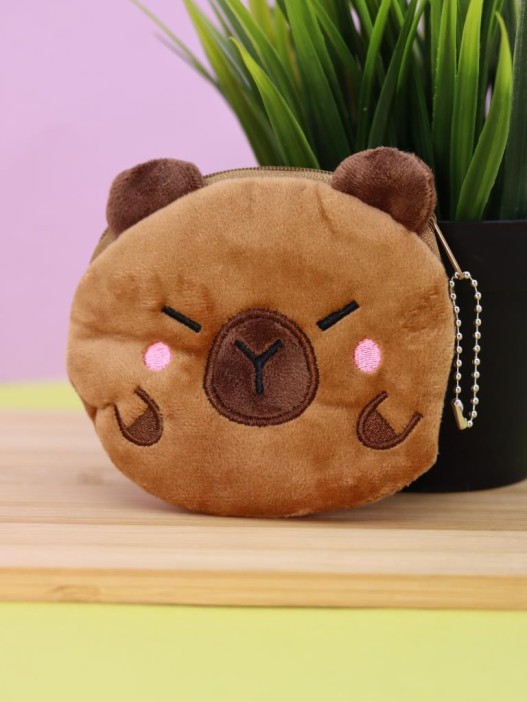 Кошелёк плюшевый &quot;The capybara is sleeping&quot;, brown (10*10 см) 