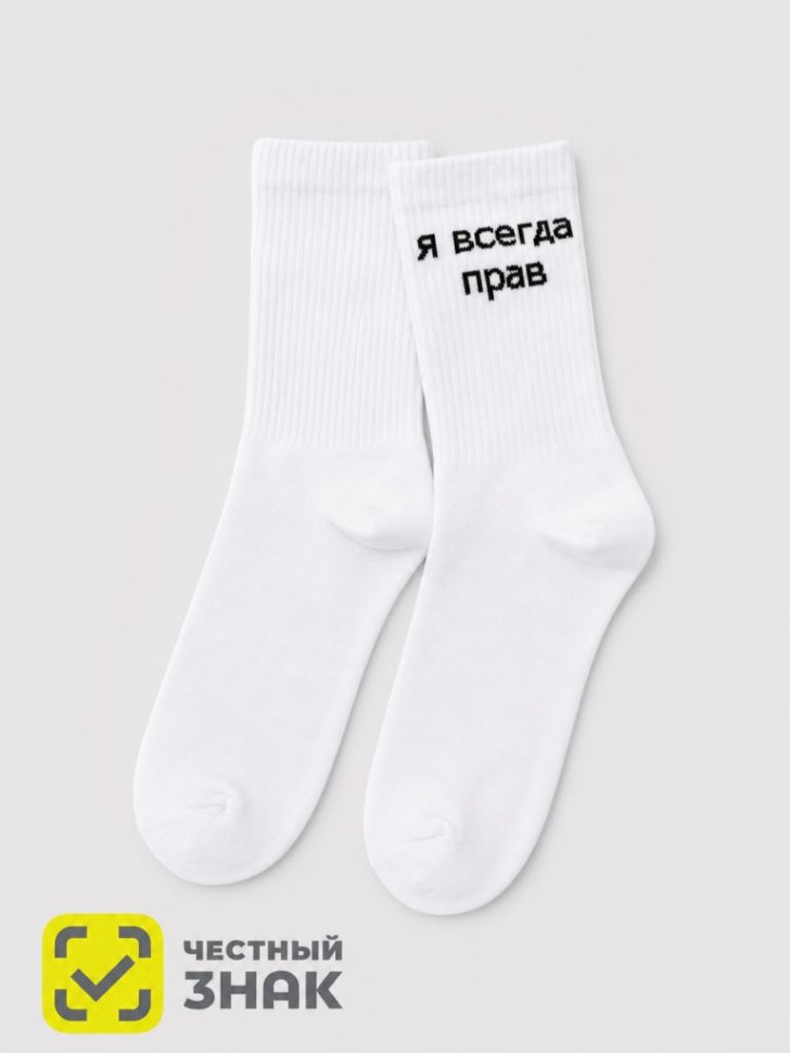 Носки мужские "Я всегда прав", белые, р. 40-45