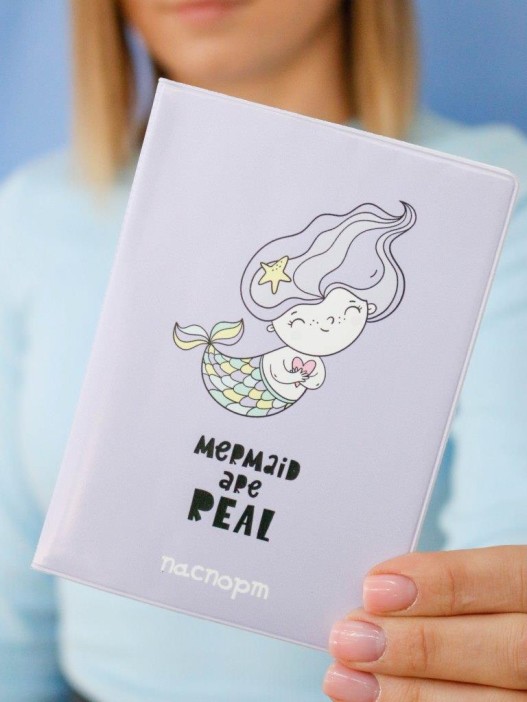 ОБЛОЖКА ДЛЯ ПАСПОРТА «Mermaid are real», плотность 600 мкм 