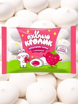 Воздушное суфле "ПУХЛЫЙ КРОЛИК" с начинкой, со вкусом клубники, 85 гр