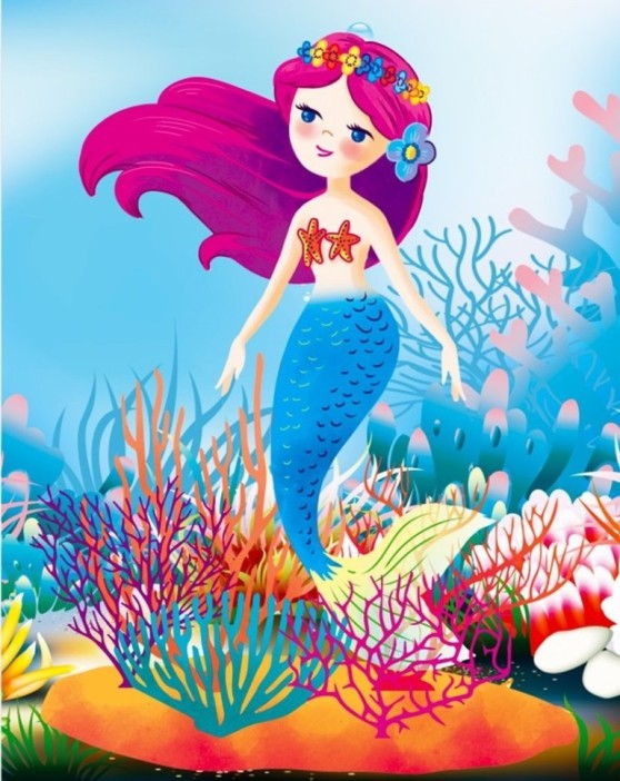 Алмазная мозаика без подрамника &quot;Русалочка с кораллами&quot;, 15х20 см 