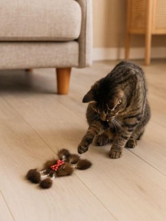 Игрушка для кошек "Паук с бантиком", из натуральной норки
