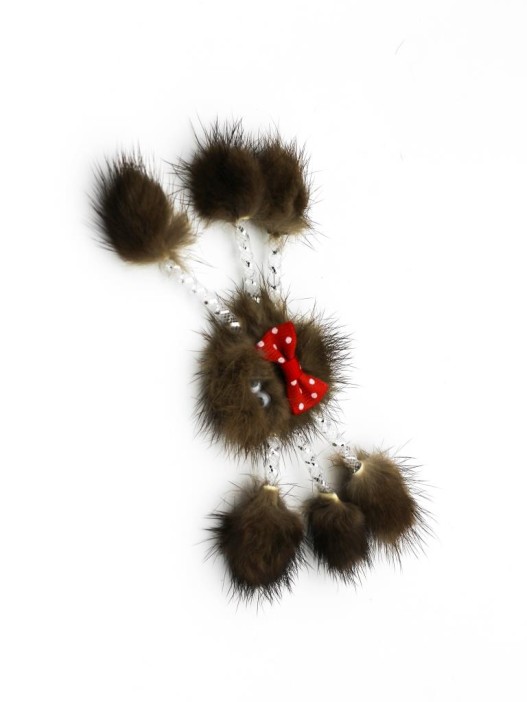 Игрушка для кошек &quot;Паук с бантиком&quot;, из натуральной норки 