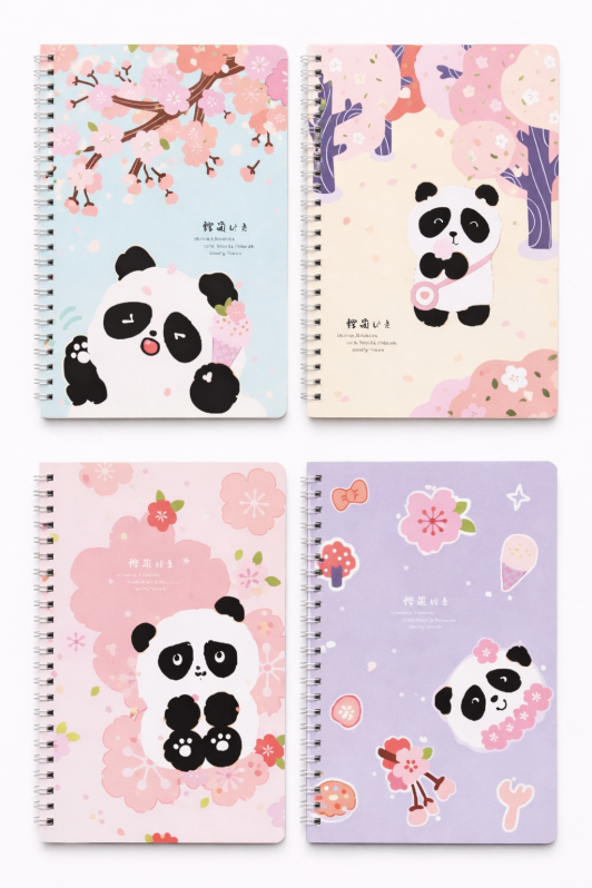 Блокнот на кольцах A5 в линейку, 60 листов "Funny panda", mix 