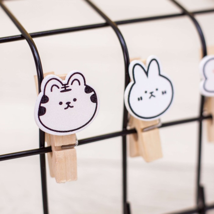 Прищепки "Animal faces", white 