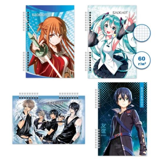 Блокнот на спирали &quot;Аниме герои&quot;, 120л, mix (10х15 см) 